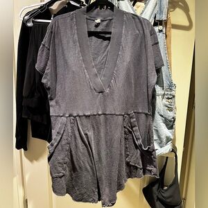 Free People Intimately XS Why Not V Neck Romper Gray